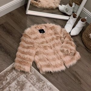 Pink faux fur shaggy jacket fluffy mink fur coat